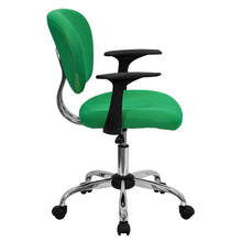 Load image into Gallery viewer, Mid-Back Bright Green Mesh Padded Swivel Task Office Chair with Chrome Base and Arms
