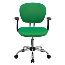 Load image into Gallery viewer, Mid-Back Bright Green Mesh Padded Swivel Task Office Chair with Chrome Base and Arms
