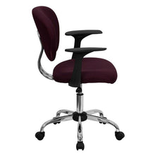 Load image into Gallery viewer, Mid-Back Burgundy Mesh Padded Swivel Task Office Chair with Chrome Base and Arms
