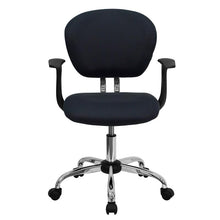 Load image into Gallery viewer, Mid-Back Gray Mesh Padded Swivel Task Office Chair with Chrome Base and Arms
