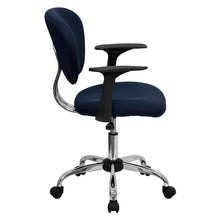 Load image into Gallery viewer, Mid-Back Navy Mesh Padded Swivel Task Office Chair with Chrome Base and Arms
