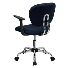 Load image into Gallery viewer, Mid-Back Navy Mesh Padded Swivel Task Office Chair with Chrome Base and Arms
