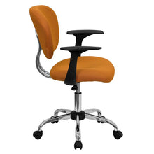 Load image into Gallery viewer, Mid-Back Orange Mesh Padded Swivel Task Office Chair with Chrome Base and Arms
