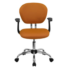 Load image into Gallery viewer, Mid-Back Orange Mesh Padded Swivel Task Office Chair with Chrome Base and Arms
