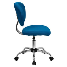Load image into Gallery viewer, Mid-Back Turquoise Mesh Padded Swivel Task Office Chair with Chrome Base
