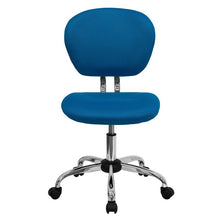 Load image into Gallery viewer, Mid-Back Turquoise Mesh Padded Swivel Task Office Chair with Chrome Base
