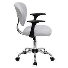 Load image into Gallery viewer, Mid-Back White Mesh Padded Swivel Task Office Chair with Chrome Base and Arms

