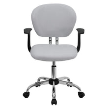 Load image into Gallery viewer, Mid-Back White Mesh Padded Swivel Task Office Chair with Chrome Base and Arms
