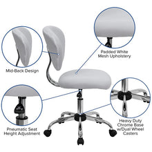Load image into Gallery viewer, Mid-Back White Mesh Padded Swivel Task Office Chair with Chrome Base
