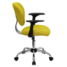 Load image into Gallery viewer, Mid-Back Yellow Mesh Padded Swivel Task Office Chair with Chrome Base and Arms
