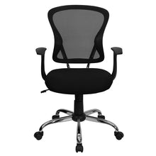 Load image into Gallery viewer, Mid-Back Black Mesh Swivel Task Office Chair with Chrome Base and Arms
