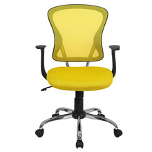 Load image into Gallery viewer, Mid-Back Yellow Mesh Swivel Task Office Chair with Chrome Base and Arms
