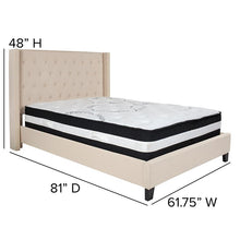 Load image into Gallery viewer, Full Size Platform Bed in Beige Fabric with Pocket Spring Mattress
