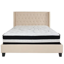Load image into Gallery viewer, Queen Size Platform Bed in Beige Fabric with Pocket Spring Mattress
