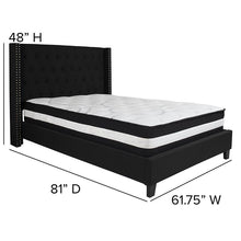 Load image into Gallery viewer, Full Size Platform Bed in Black Fabric with Pocket Spring Mattress
