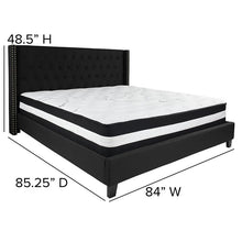 Load image into Gallery viewer, King Size Platform Bed in Black Fabric with Pocket Spring Mattress
