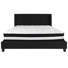 Load image into Gallery viewer, King Size Platform Bed in Black Fabric with Pocket Spring Mattress
