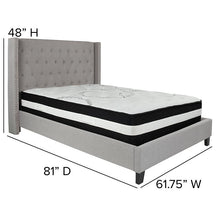 Load image into Gallery viewer, Full Size Platform Bed in Light Gray Fabric with Pocket Spring Mattress
