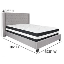 Load image into Gallery viewer, Queen Size Platform Bed in Light Gray Fabric with Pocket Spring Mattress
