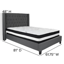 Load image into Gallery viewer, Full Size Platform Bed in Dark Gray Fabric with Pocket Spring Mattress
