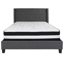 Load image into Gallery viewer, Queen Size Platform Bed in Dark Gray Fabric with Pocket Spring Mattress
