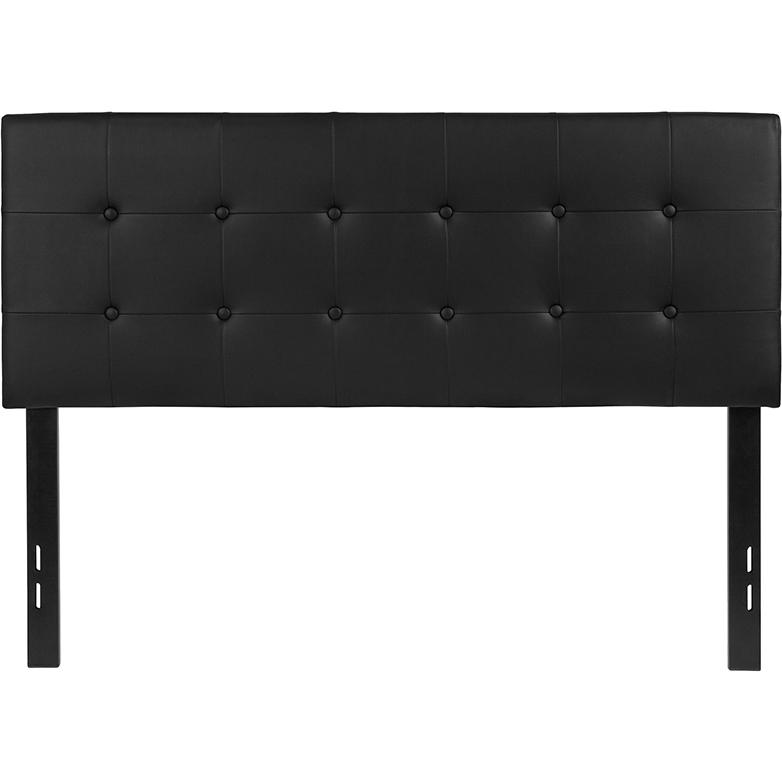 Tufted Upholstered Full Size Headboard in Black Vinyl