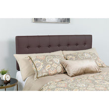 Load image into Gallery viewer, Tufted Upholstered Queen Size Headboard in Brown Vinyl
