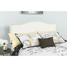 Load image into Gallery viewer, Upholstered Full Size Headboard with Accent Nail Trim in White Fabric

