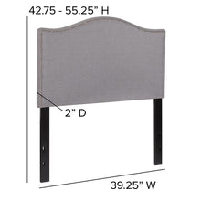 Load image into Gallery viewer, Upholstered Twin Size Headboard with Accent Nail Trim in Light Gray Fabric
