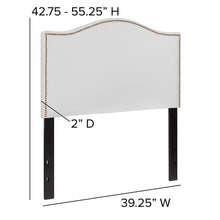 Load image into Gallery viewer, Upholstered Twin Size Headboard with Accent Nail Trim in White Fabric
