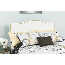 Load image into Gallery viewer, Upholstered Twin Size Headboard with Accent Nail Trim in White Fabric
