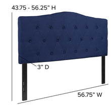 Load image into Gallery viewer, Tufted Upholstered Full Size Headboard in Navy Fabric
