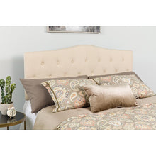Load image into Gallery viewer, Tufted Upholstered Queen Size Headboard in Beige Fabric
