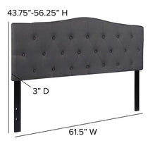 Load image into Gallery viewer, Tufted Upholstered Queen Size Headboard in Dark Gray Fabric
