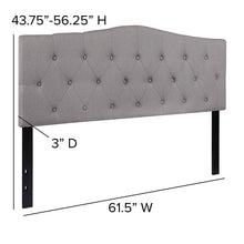 Load image into Gallery viewer, Tufted Upholstered Queen Size Headboard in Light Gray Fabric
