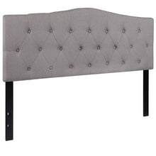 Load image into Gallery viewer, Tufted Upholstered Queen Size Headboard in Light Gray Fabric
