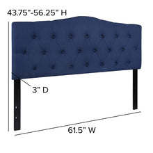 Load image into Gallery viewer, Tufted Upholstered Queen Size Headboard in Navy Fabric
