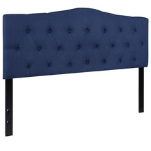 Load image into Gallery viewer, Tufted Upholstered Queen Size Headboard in Navy Fabric
