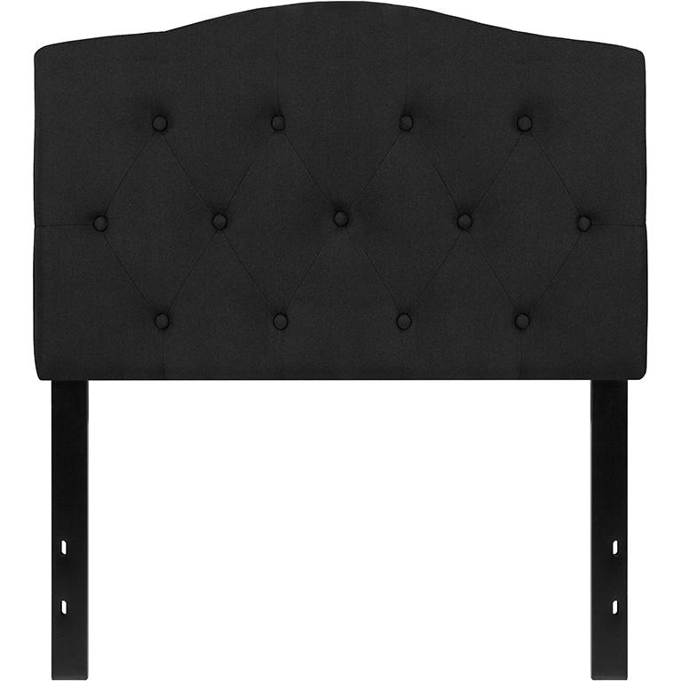 Tufted Upholstered Twin Size Headboard in Black Fabric