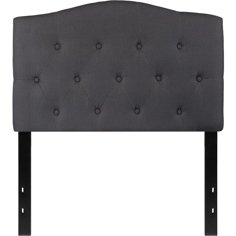 Tufted Upholstered Twin Size Headboard in Dark Gray Fabric