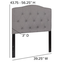 Load image into Gallery viewer, Tufted Upholstered Twin Size Headboard in Light Gray Fabric
