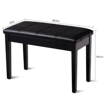 Load image into Gallery viewer, Solid Wood PU Leather Piano Double Duet Keyboard Bench-Black
