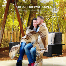 Load image into Gallery viewer, 2-Person Patio Rattan Porch Swing with Cushions-White
