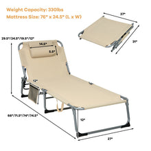 Load image into Gallery viewer, 4-Fold Oversize Padded Folding Lounge Chair with Removable Soft Mattress-Beige
