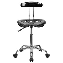 Load image into Gallery viewer, Vibrant Black and Chrome Swivel Task Office Chair with Tractor Seat
