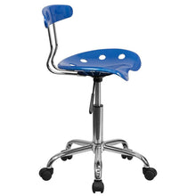 Load image into Gallery viewer, Vibrant Bright Blue and Chrome Swivel Task Office Chair with Tractor Seat
