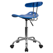 Load image into Gallery viewer, Vibrant Bright Blue and Chrome Swivel Task Office Chair with Tractor Seat
