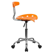 Load image into Gallery viewer, Vibrant Orange and Chrome Swivel Task Office Chair with Tractor Seat
