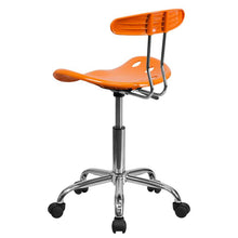 Load image into Gallery viewer, Vibrant Orange and Chrome Swivel Task Office Chair with Tractor Seat
