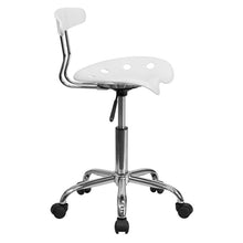 Load image into Gallery viewer, Vibrant White and Chrome Swivel Task Office Chair with Tractor Seat
